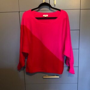 Eesome Vibrant Pink and Red Color-Block Sweater
